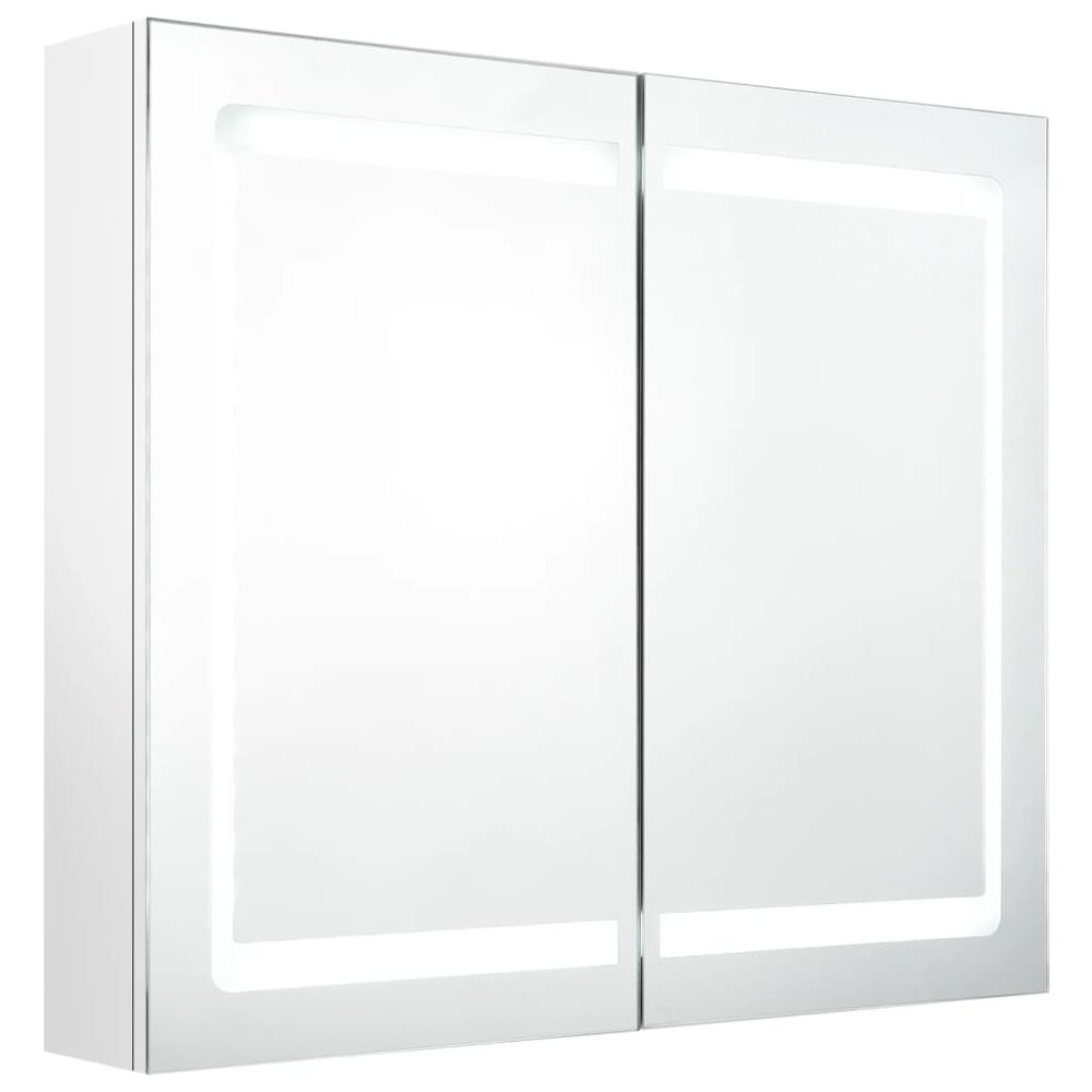 Vidaxl Kúpeľňová skrinka s LED a zrkadlom, lesklá biela 80x12x68 cm